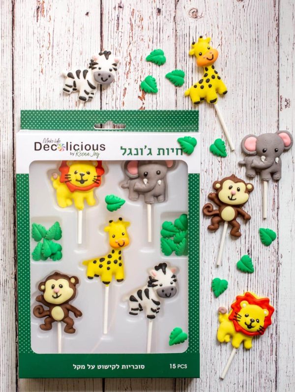מיני סוכריות על מקל לקישוט | חיות ג'ונגל