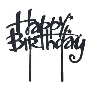 טופר אקרילי מראה HAPPY BIRTHDAY - שחור